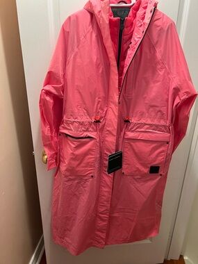 Moose Knuckles Vibrant Pink Hooded Trench Coat
